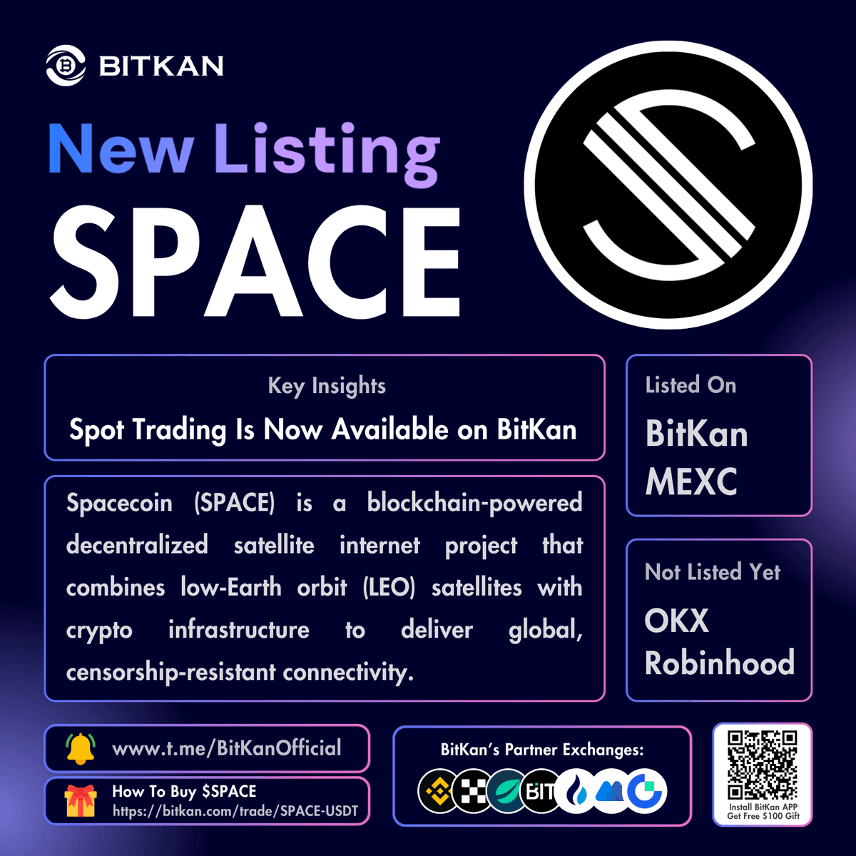 🔥 New Listing: @spacecoin #SPACE spot and futures trading pairs are now  available for trade on BitKan Crypto Exchange. $SPACE Spot Trading Pair:  https://t.co/N7unEP9cNH $SPACE Futures Trading Pair:  https://t.co/dVgeIQAIYg Official #BitKan Announcement: