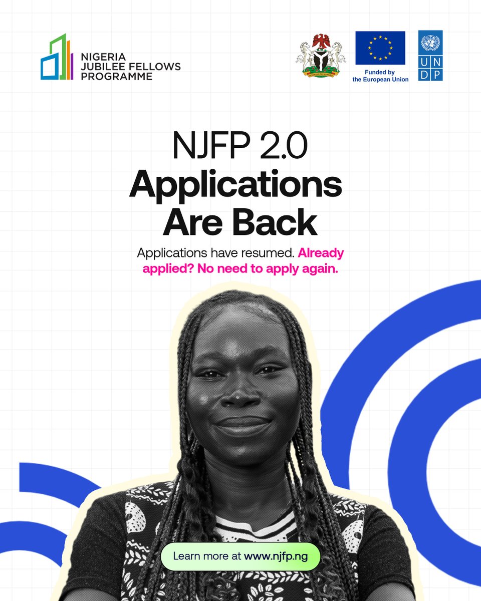 Applications for the Nigeria Jubilee Fellows Programme 2.0 are back.

If you’re interested in gaining real workplace experience, building professional skills and accessing meaningful opportunities, now is the time to stay informed.

Please note that applicants who have previously