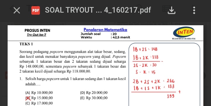 Taffxenvy's tweet image. !! WTS SOAL" TO INTEN 2026, PERSIAPAN SNBT-PTN 2026 !!

yg butuh latihan soal SNBT ada TO INTEN Terbaru nih udah ada KUNJAW nya juga + pembahasan soal² UTBK 2025 take all 15K guysss (bisa qris guiss)

#UTBK2026 #INTENSIF #TOINTEN #studytwt