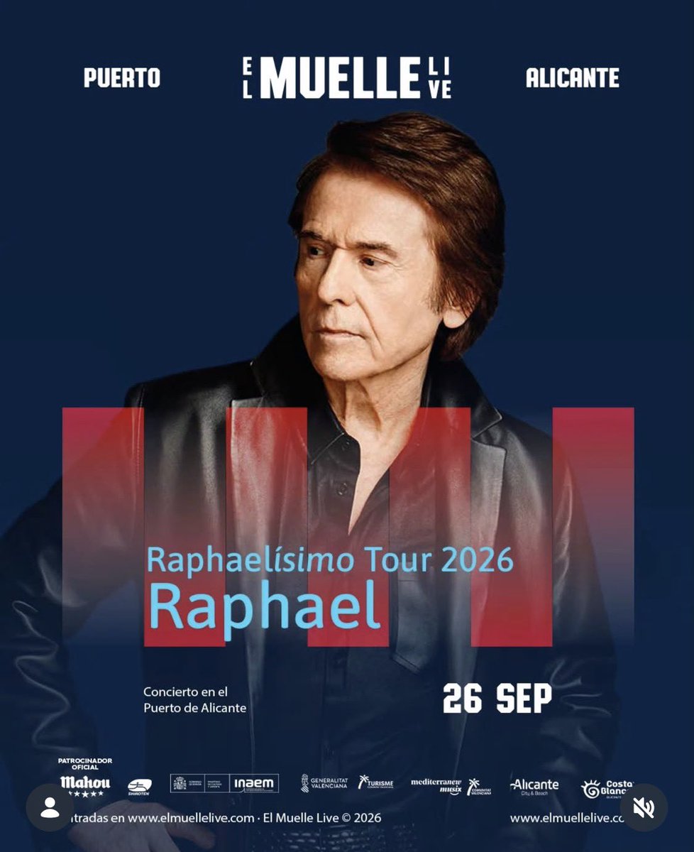 NUEVA FECHA! <a href="/RAPHAELartista/">𝗥𝗔𝗣𝗛𝗔𝗘𝗟</a> estará el 26 de septiembre en Alicante con su tour #RAPHAELísimo !

Entradas a la venta hoy a las 20:00h en elmuellelive.com/evento/raphael…