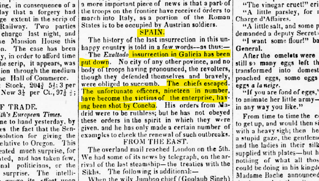 O Alexandria Gazzette de Virgínia, Estados Unidos, também cobriu a Revoluçom Galega de 1846. Velaí o número de 1 de Junho desse ano.