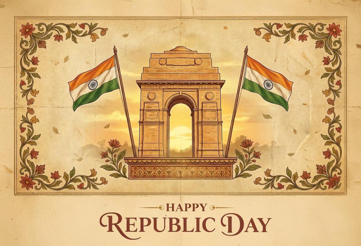 prashantruia's tweet photo. Happy Republic Day. 🇮🇳
As we mark 150 years of Vande Mataram, may its spirit of unity and purpose continue to guide India’s journey. #JaiHind https://t.co/0bGYeGVBtN
