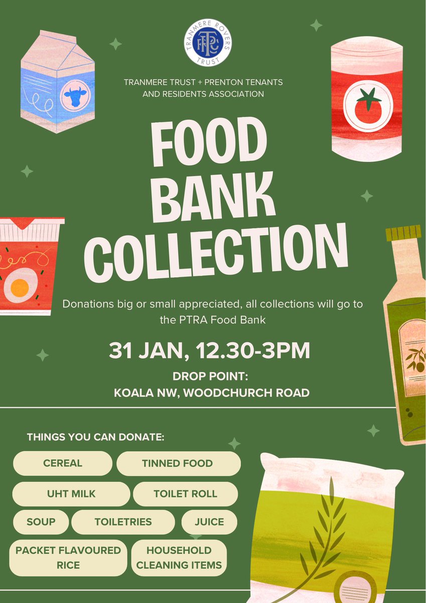 Kick off your matchday this Saturday vs Salford with:

🍻Trust bar
🥧 <a href="/Dyllsbakery/">Dyll's bakery</a> hot pies + sausage rolls 
☕️ Coffee + hot choc
🔥 Heaters + seating
🥫 Food bank collection
📚 <a href="/ChrisWatson54/">Chris Watson</a>’s new book

📍Next to ground shorturl.at/lHEBa

Away fans welcome!  

#TRFC #SWA