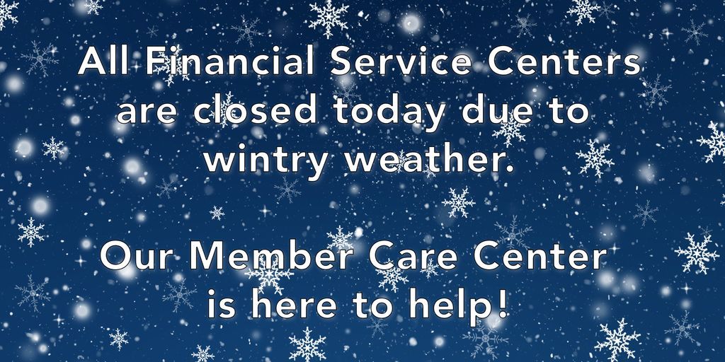 All FedChoice Financial Service Centers will be closed on Monday, January 26th, 2026 due to the wintry weather.

Need assistance? You can reach us via secure message in eBanking or by contacting our Member Care Center during regular business hours. Visit buff.ly/Radhmwh