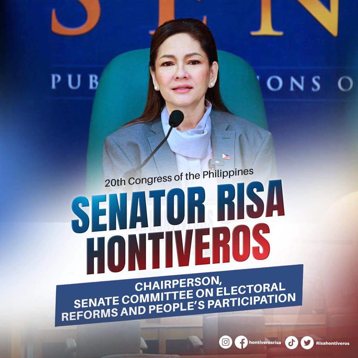inquirerdotnet's tweet image. HONTIVEROS IS NEW CHAIR OF ELECTORAL REFORMS PANEL

JUST IN: Senator Risa Hontiveros has been elected new chairperson of the Senate Committee on Electoral Reforms and People's Participation, replacing Sen. Ping Lacson.

“Ang kumite pong ito ang didinig sa mga Anti-Political…