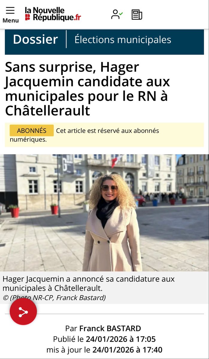 Châtellerault mérite mieux que l’abandon et l’insécurité. 
Je suis candidate pour remettre de l’ordre, rendre la ville propre, sûre et fière. 
Le 7 février, découvrez une équipe prête à agir.