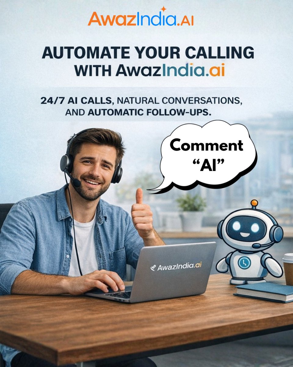 awazindia_ai's tweet photo. https://t.co/juMFEe1Fan is a virtual voice calling agent built to scale your business effortlessly.

✔ 24/7 AI-powered calling
✔ Natural, human-like conversations

📞 Call us: +91 7600863111

.

#AIVoiceAgent #AIForBusiness #VirtualAgent #AwazIndiaAI #RepublicDay #TVFSpaceGen https://t.co/I2rrUNMjzV
