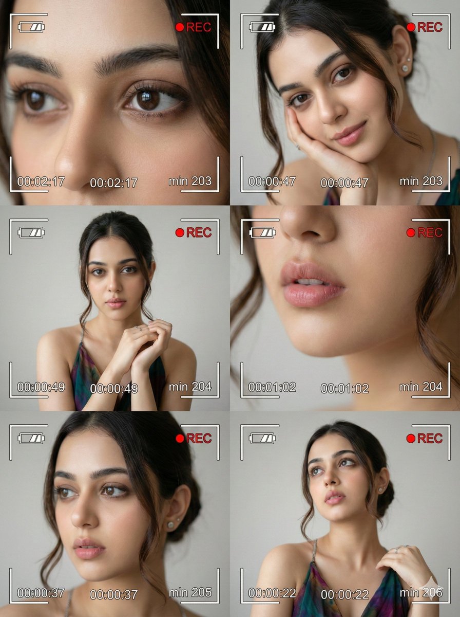 Cinematic Editorial Collage Portrait 

Try with Gemini Nano Banana Ai or ChatGPT 

Prompt:

{
  "project_type": "cinematic_editorial_collage",
  "image_ratio": "3:4",
  "frames_count": 6,
  "overall_style": {
    "aesthetic": [
      "futuristic Gen Z",
      "editorial fashion