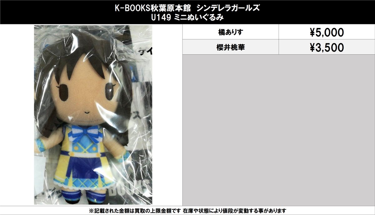 買取情報】 シンデレラガールズ #買取akbkbデレマス ミニぬいぐるみ