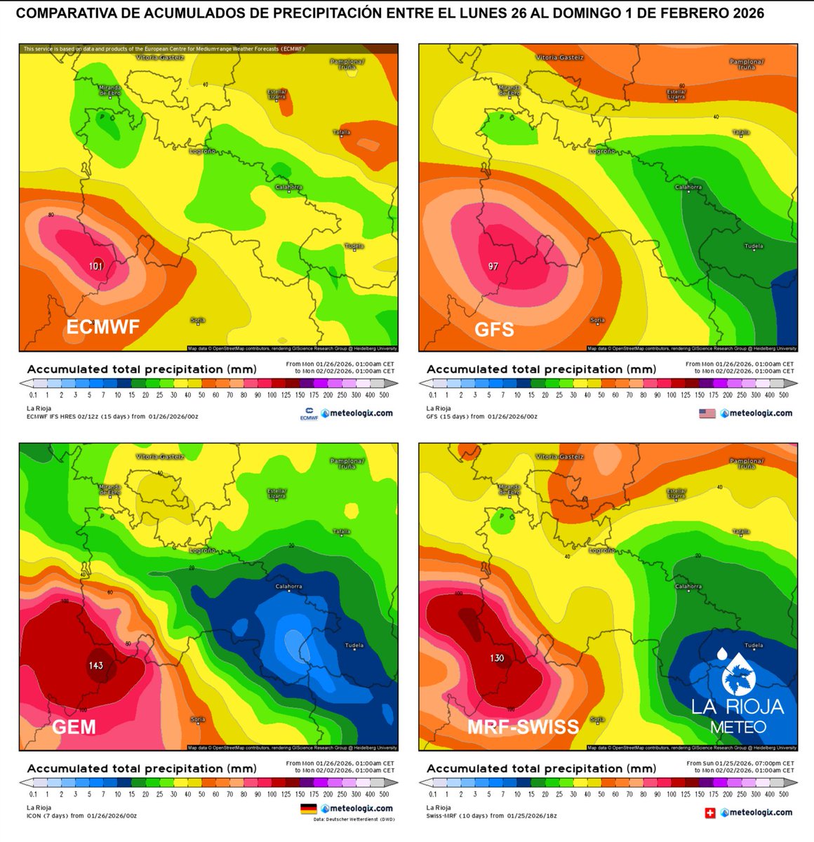 Los continuos frentes de la #BorrascaJOSEPH🌀 prometen regar🌧️🌧️🌧️ #LaRioja esta semana.

Toda la info⬇️
lariojameteo.es/2026/01/%f0%9f…