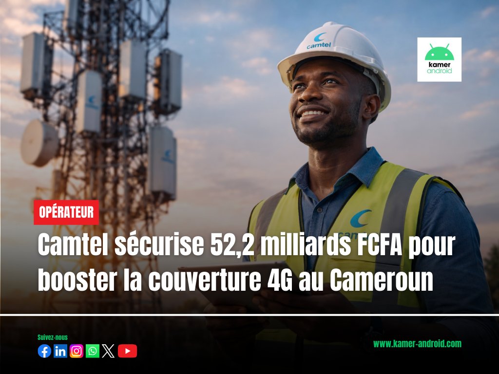 kamerandroid's tweet image. 🚀 Camtel mise 52 milliards FCFA pour booster son réseau 4G au Cameroun !
Mais pourra-t-il rivaliser avec MTN &amp;amp; Orange ? 🤔📶
🔗 Lire + : kamer-android.com/2026/01/26/cam…

#Camtel #4G #Telecom #Afrique #KamerAndroid #Digital #Innovation