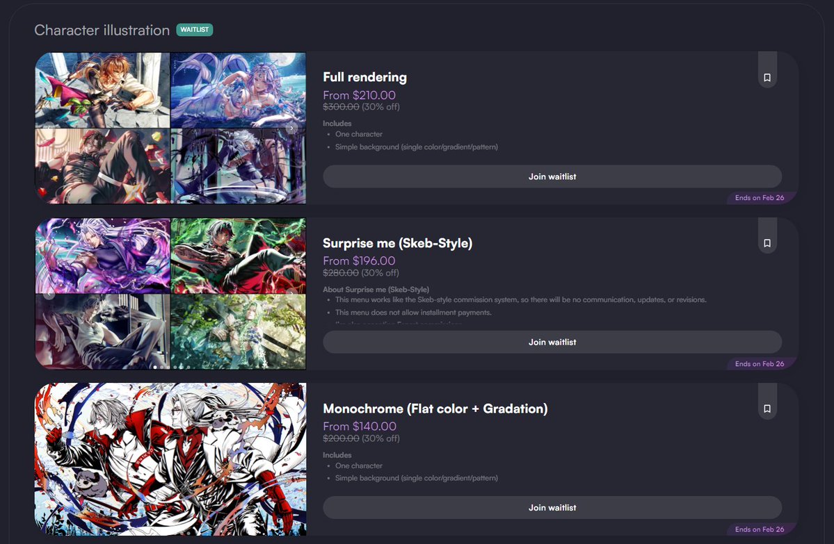 📢Vgen Sale!! 

Limited-time 30% OFF
The discount applies to Full Rendering, Surprise Me (Skeb-style), and Monochrome.
(Add-ons are not discounted)
This offer will end once all slots are filled.
🔗vgen.co/Jubako_urara

#Vgen #VGenComm