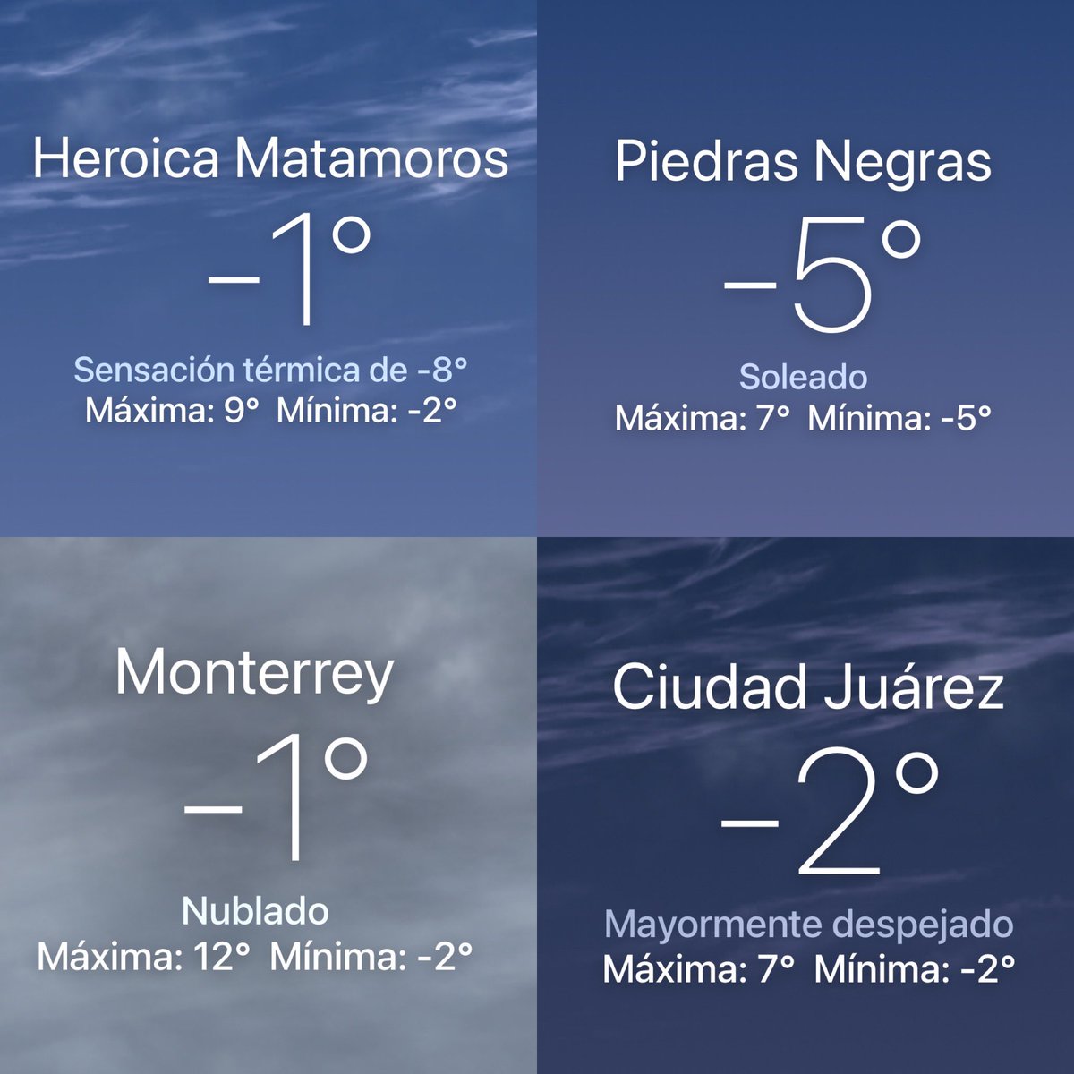 Así amaneció todo el norte de México.