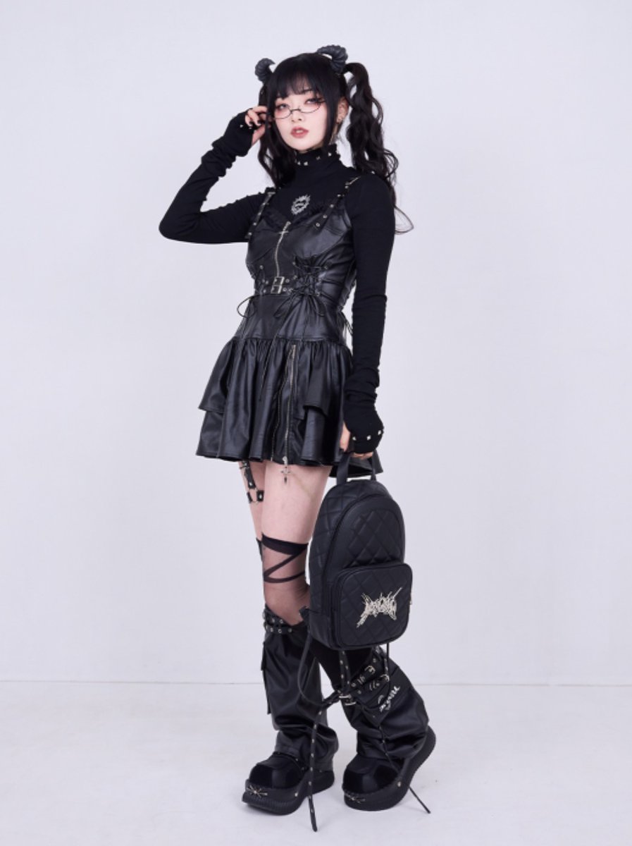 IMVAL / Leather Dress [BLK] クーザ QOOZA ︎𝐈𝐌𝐕𝐀𝐋 𝐏𝐈𝐂𝐊 𝐔𝐏❤︎ ♦︎ Leather Dress ハードなレザーに