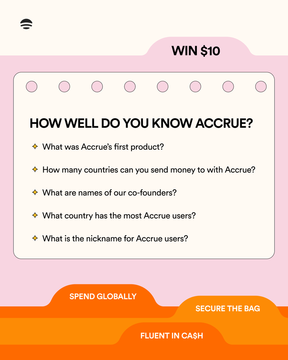 useaccrue's tweet photo. ACCRUE IS 4🎊

Take our anniversary quiz to win $10 to join in the celebration.

Be among the 3 lucky winners! https://t.co/uPguNfpkN6