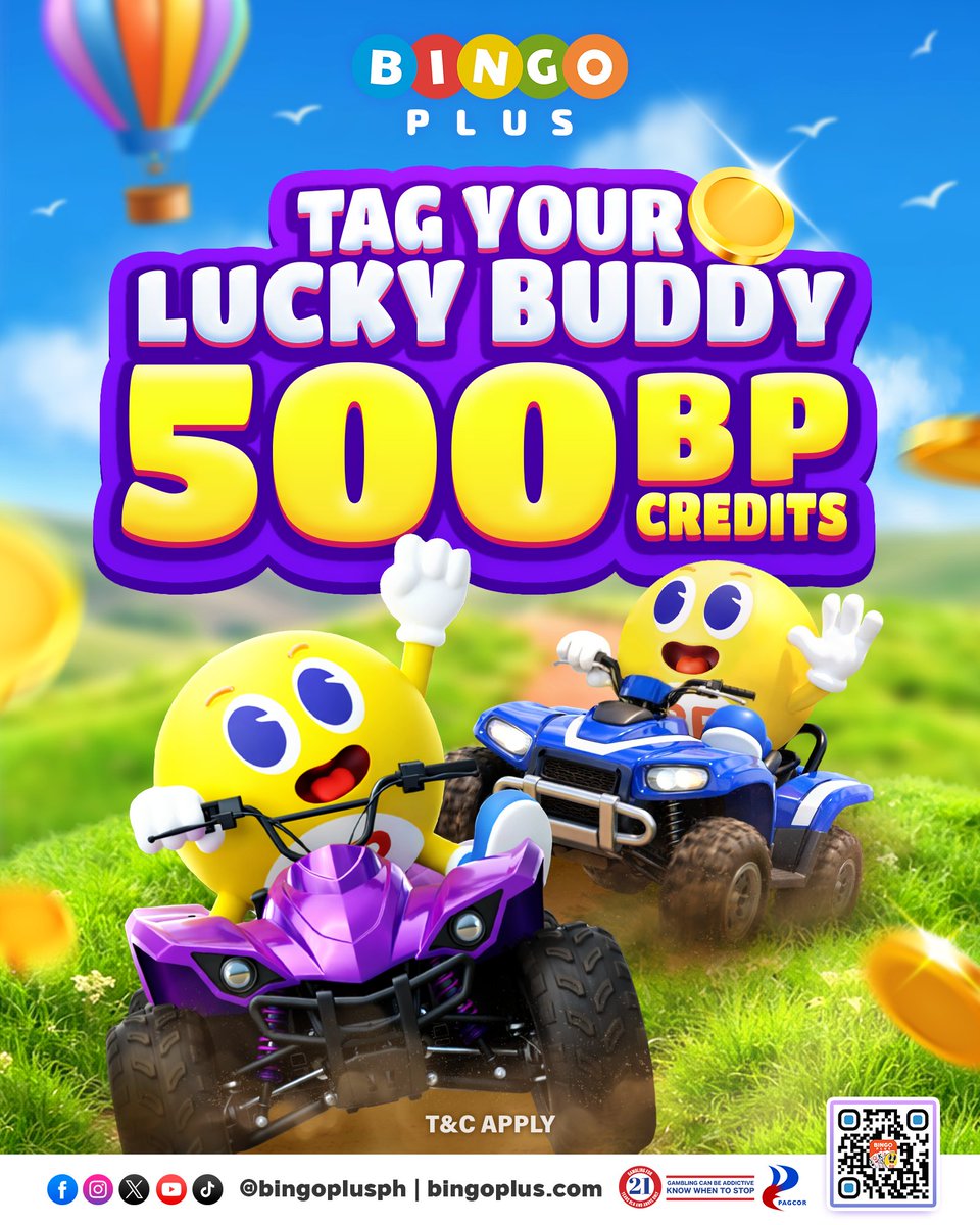 BAKA TROPA MO NA ANG MAG PAPA-SWERTE SAYO!

Mechanics:
1. Follow us on FB, IG, X.
2. Mention your friend in the comments with your BingoPlus ID.
3. Like and Share this post.

✅ Reminder lang! Gambling can be addictive, know when to stop.
T&amp;Cs Apply