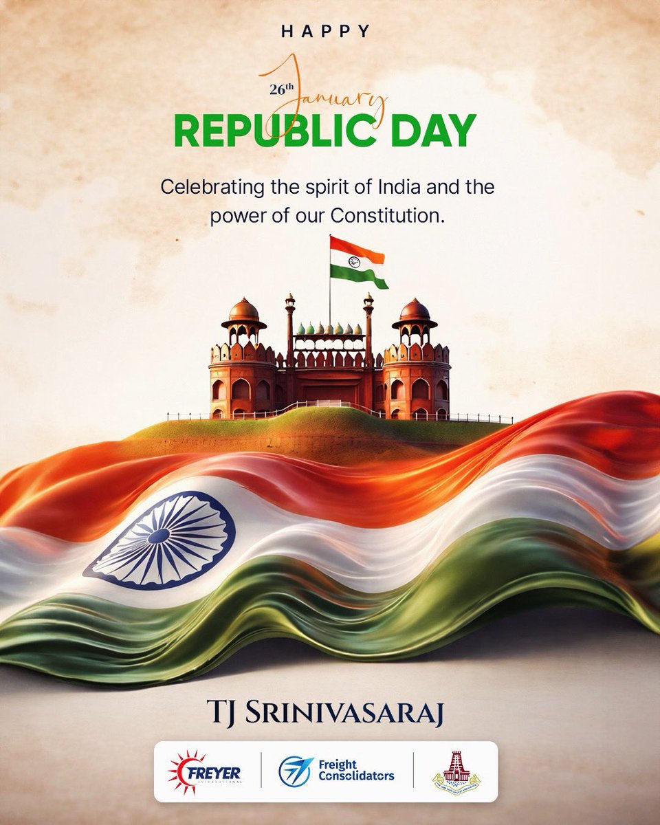 TJSrinivasaraj's tweet photo. On this Republic Day, we celebrate the spirit of India and the power of our Constitution that guides our nation toward unity, justice, and strength.

#RepublicDayIndia #SpiritOfIndia #RepublicDay https://t.co/tHDeKDgitl