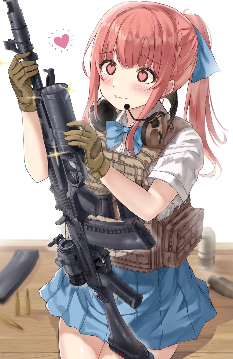 karoro3rd's tweet image. トミーテック様から２月（来月）に発売予定のリトルアーモリー「AK74M＆GP25タイプ」箱絵描かせていただきました！
実在する武装JK　figmaちゃんの表情をもとに描いてますので再現可能！ （←は仮清書版で→は清書版です）
よろしくお願いします！