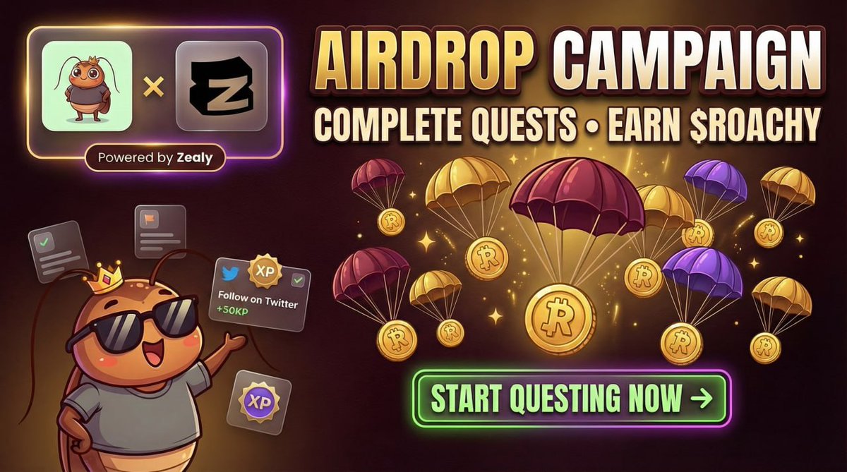 🪳 THE ROACHY AIRDROP HAS BEEN UNLEASHED 🪳

This isn’t just an airdrop.
This is a test.

The Roachy Airdrop Campaign is now LIVE and it remains open only until right before Roachy Hunt is released.

No timer.
No reminders.
Only the ready survive.

To earn your place, you
