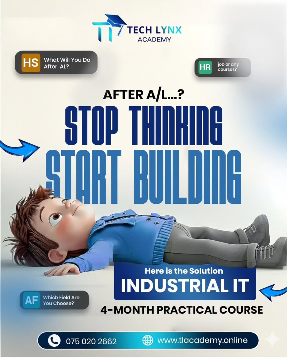 TechlynxAcademy's tweet photo. What will you do after A/L? 🤔
Job? Higher studies? Or a practical career course?

If you’re done waiting and ready to start your future, this is your move.

📞 075 020 2662
🌐 https://t.co/b3zj0ZbgcZ

#TechLynxAcademy #AfterAL #IndustrialIT #CareerReady #SriLankaStudents https://t.co/vybTv2hnIt