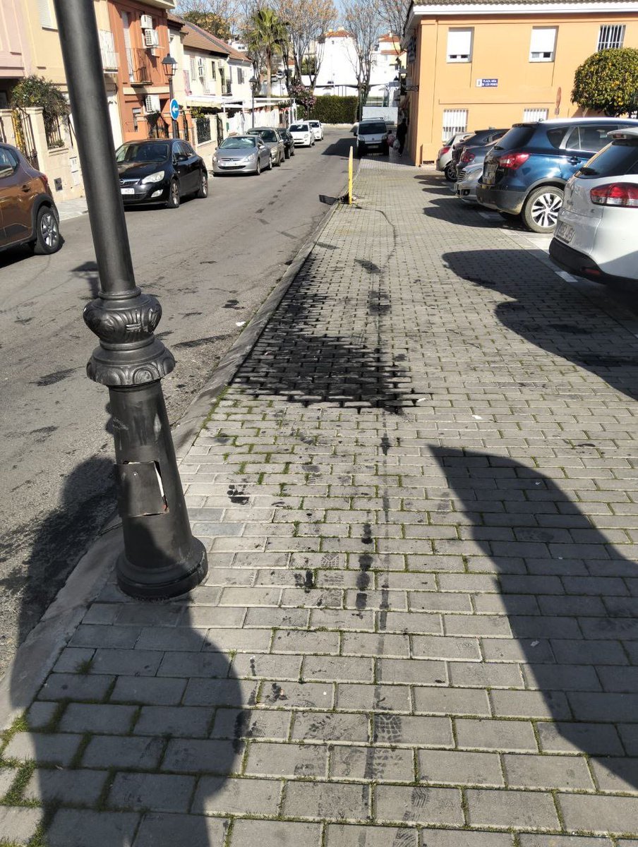 ppcastilleja's tweet photo. ⚠️ Plaza Niña de los Peines

Tras la poda, un camión dañó una farola (ya repuesta) y derramó aceite sobre el acerado.
❌ Meses después, sigue sin limpiar ni arreglarse.

Exigimos solución inmediata.

#Castilleja #PPcastilleja #CuidarLoPúblico https://t.co/Obr7j3mRhD