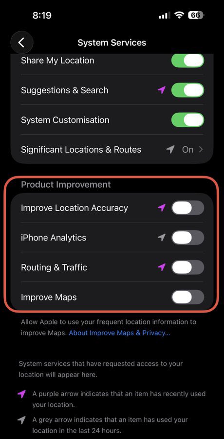 iamrollandex's tweet image. Disable these privacy settings on your iphone and thank me later