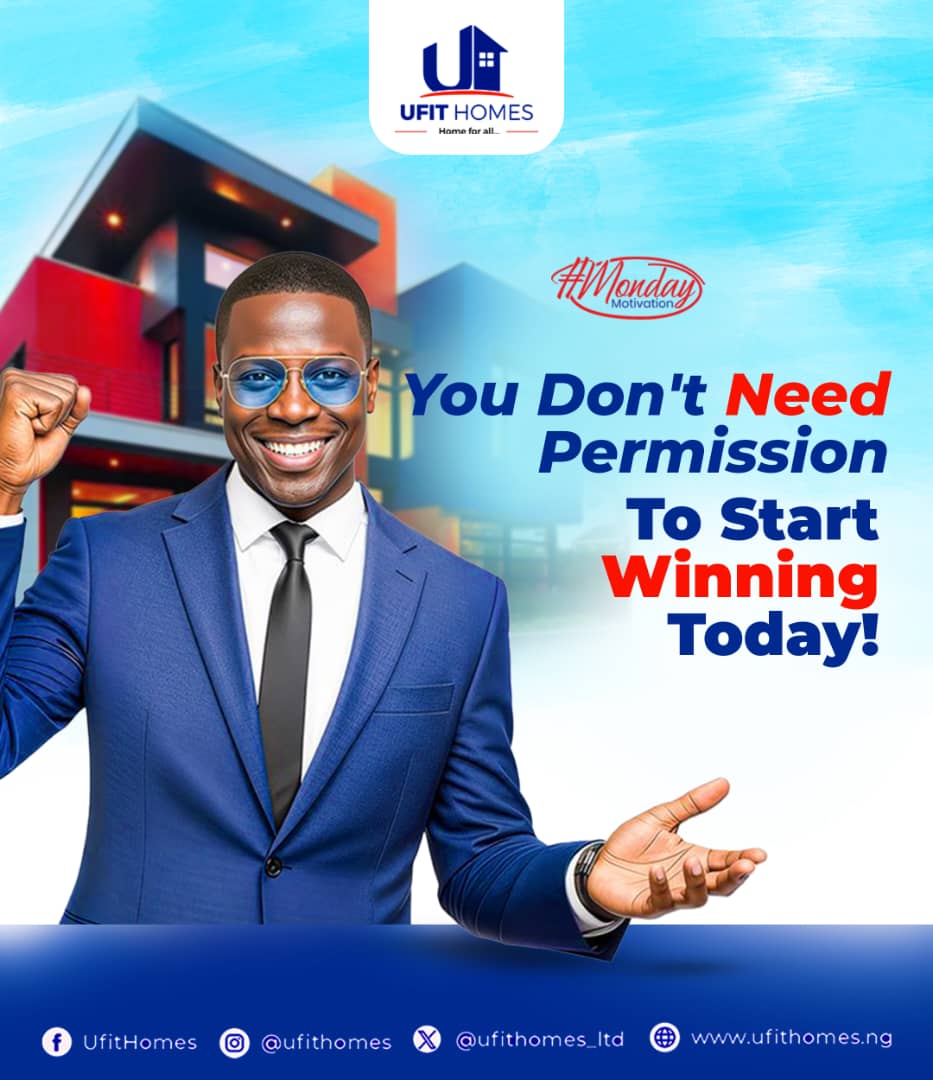 ufithomesLtd's tweet photo. This Monday we are reminded that no permission, no delay.
Just take action, focus, and win.
Let Monday work for you.
Happy New Week
.
.
.
.
.
#mondaymotivation #RealEstateIbadan #smartinvestors #BuyLand #nigerianindiaspora #HomeGoals2026 #mercyestate #urbanprimeestate #HomeForAll #ufithomes