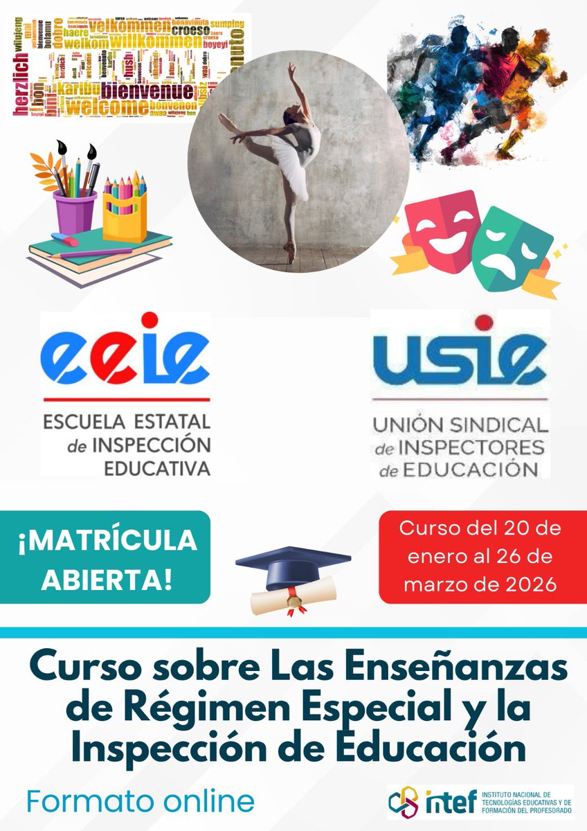 📢 #FormaciónUSIE: ¡Aún puedes inscribirte!
🗓️ Curso “Las Enseñanzas de Régimen Especial y la Inspección de Educación”

📅 Curso desde el 20/01 al 26/03  

⏱️ 90 h certificadas por <a href="/educaINTEF/">Educación INTEF</a> 

👉 Más info e inscripción usie.es/blog/20-1-curs…