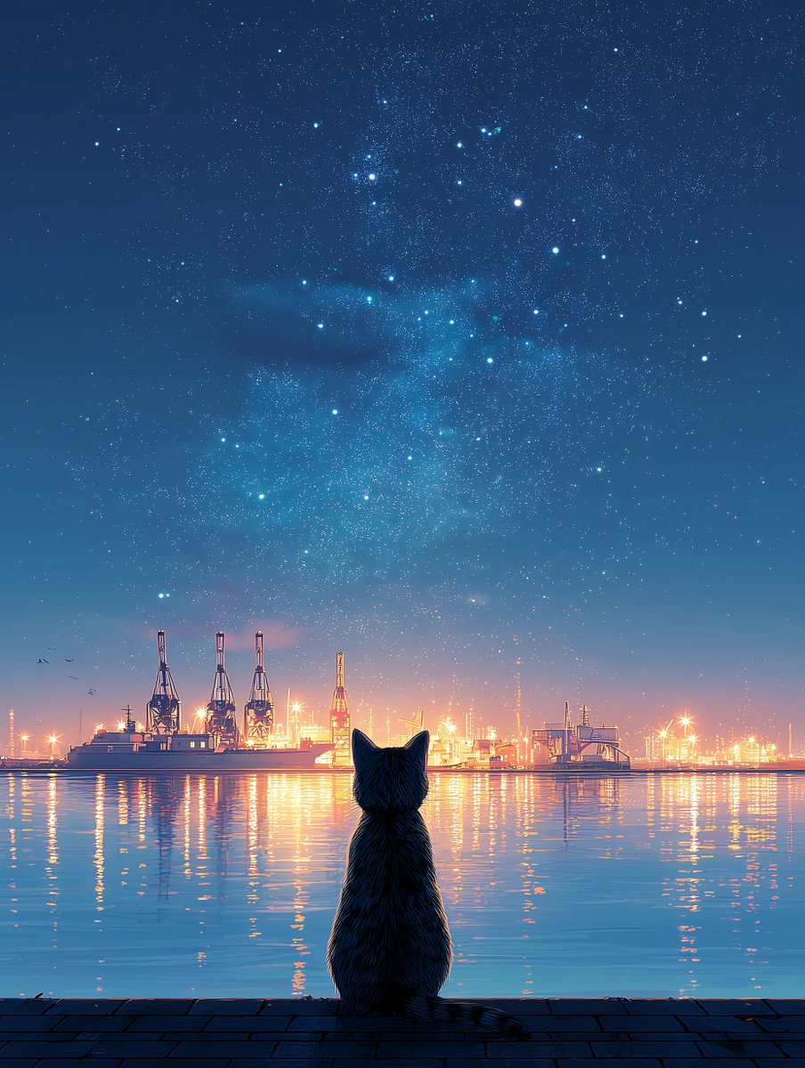 港町のネコ
🐱「夜の造船所キレイだにゃ」