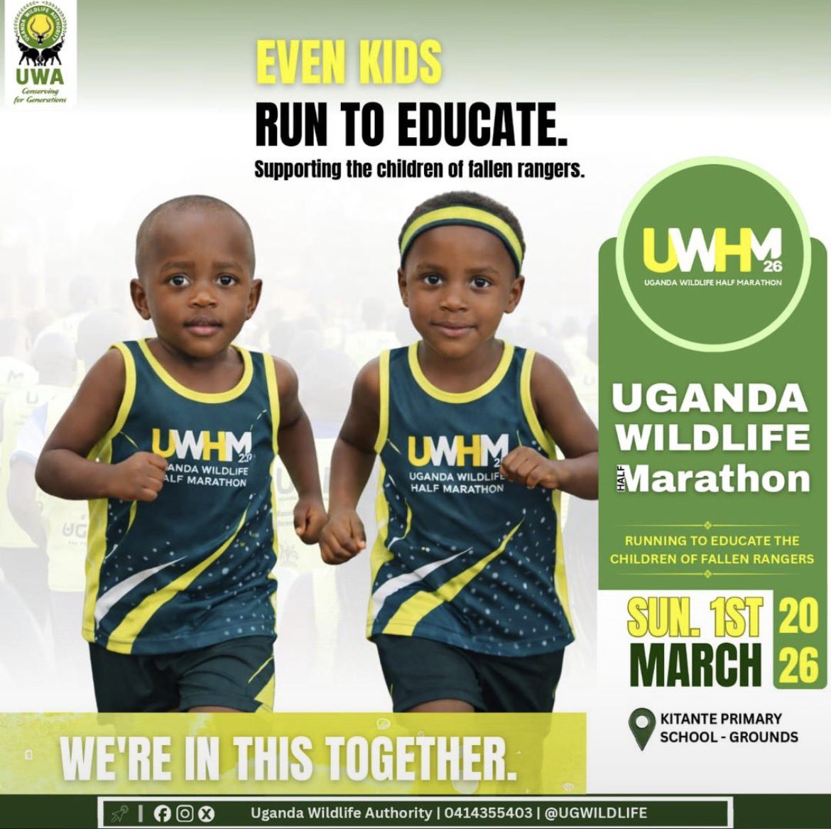 phiona_nam53267's tweet photo. Even the youngest among us are running for a cause

Join the Uganda Wildlife Half Marathon on March 1st
Every step you take helps fund the education of children of fallen rangers.

Let’s run for those who protected our wild

#UWHM2026 
#WildlifeMarathon https://t.co/0S7PqAMFvD