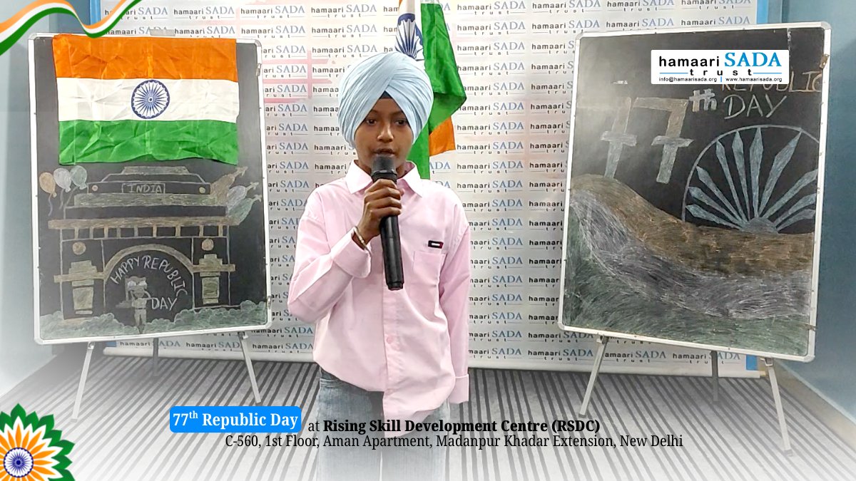 HamaariSADA's tweet photo. Students of Hamaari Sada Trust’s Rising Skill Development Centre celebrated the 77th Republic Day with great enthusiasm, pride, and patriotic spirit. 

Here are some beautiful glimpses from the celebration.

#HappyRepublicDay #RepublicDay2026 #RepublicDayIndia #HamaariSadaTrust https://t.co/HM36abTS4c