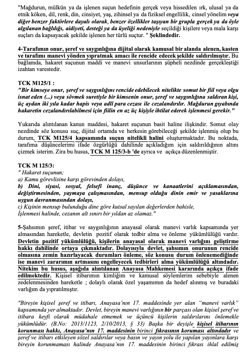 Değerli arkadaşlar, aşağıda dijital medyada nefret saçan arkadaşlara karşı kullanabileceğiniz bir dilekçe örneği var. Elinizin altında bulundurun, asla, asla, asla acımayın. Yapıştırın davayı geçin. Bu arkadaşlara medeniyeti öğreteceğiz.