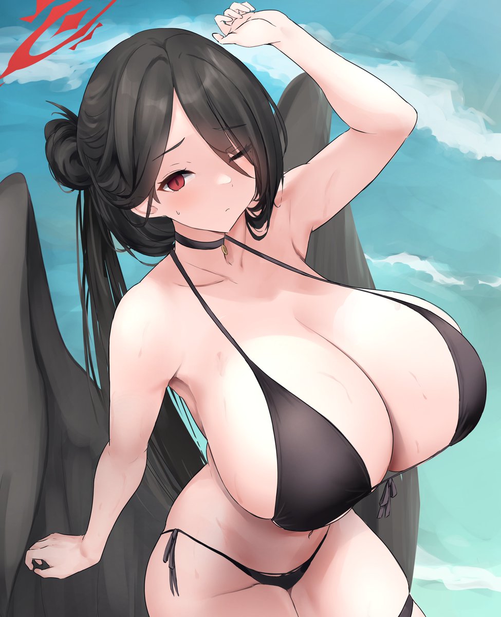 #ブルアカ 
水着ハスミ 