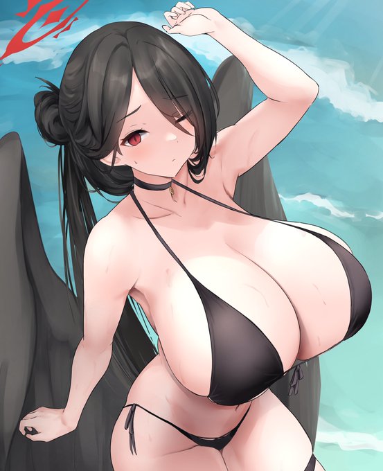 #ブルアカ 
水着ハスミ 