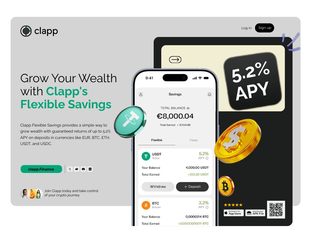 Most apps overcomplicate earning yield in crypto, but with @ClappFinance is  so easy and smooth. Clapp Flexible Savings offers a hassle-free way to grow  your wealth with guaranteed returns. You deposit once