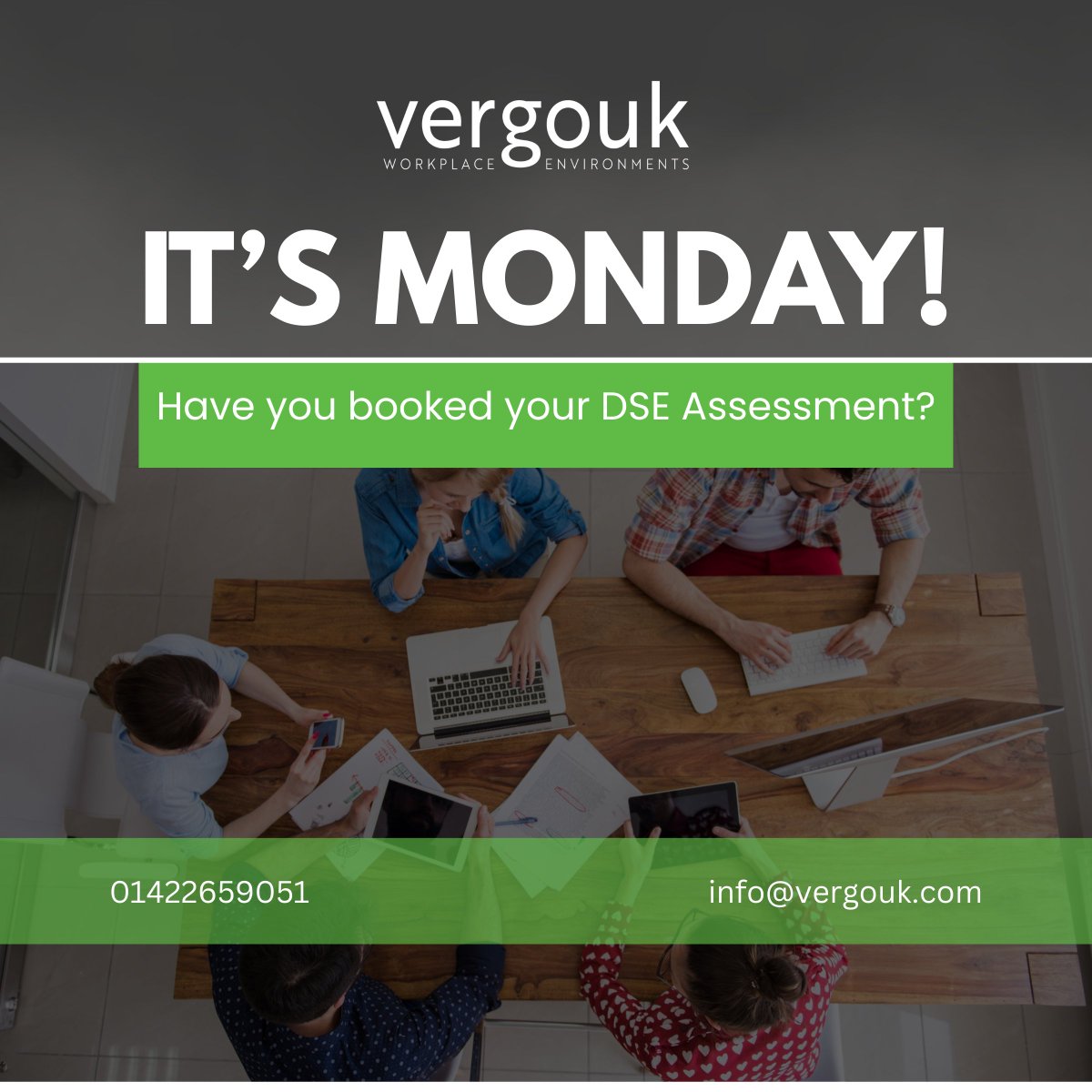 uk_vergo's tweet photo. 𝐇𝐚𝐩𝐩𝐲 𝐍𝐞𝐰 𝐖𝐞𝐞𝐤.

Have you booked your DSE workstation assessment yet? It's Monday and the start of a new week, which makes this a great time to take action. 
Get in touch with us and we will be happy to help.😊

☎️ 01422659051 📩 info@vergouk.com https://t.co/jCFOj2QbJ5
