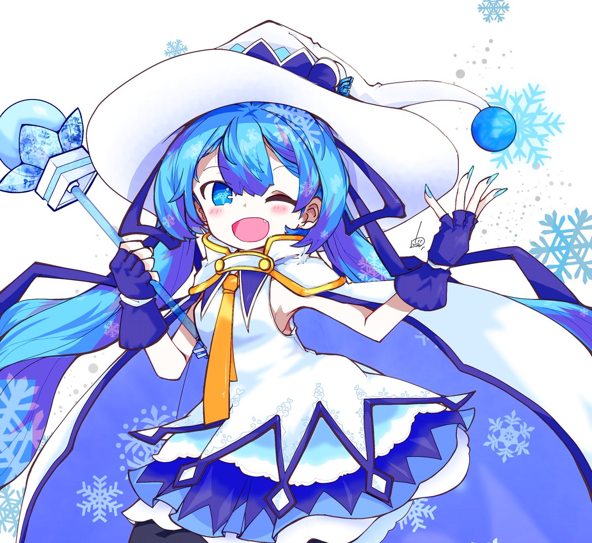 初音ミク ,雪ミク 「」|ヴォルさん.⚡️✌︎('ω'✌︎ )⚡︎のイラスト