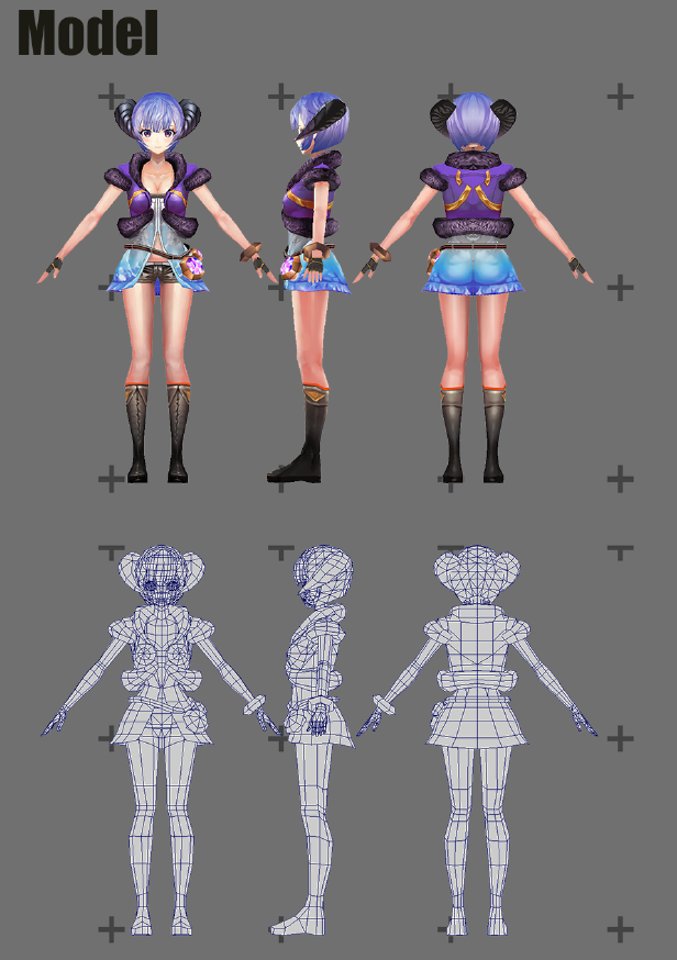 10万ポリゴンねぇ～。
ゲーム出身の自分的には1500ポリゴンでメカ作ったり、4500ポリゴンで女の子作ってたりした方が合ってるかも…。ちゃんと5,6万ポリゴンくらいのキャラモデル作れるようになりたい…。 