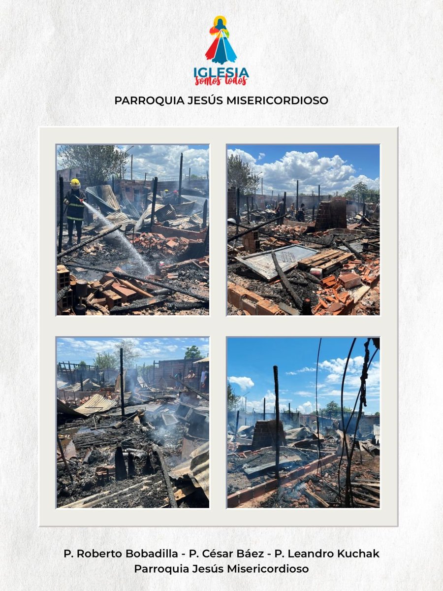 "/ familias en su mayoría niños perdieron todo. Desde colchones hasta pañales y ver como se les reconstruyen las viviendas".

Padre Leandro Kachuk.