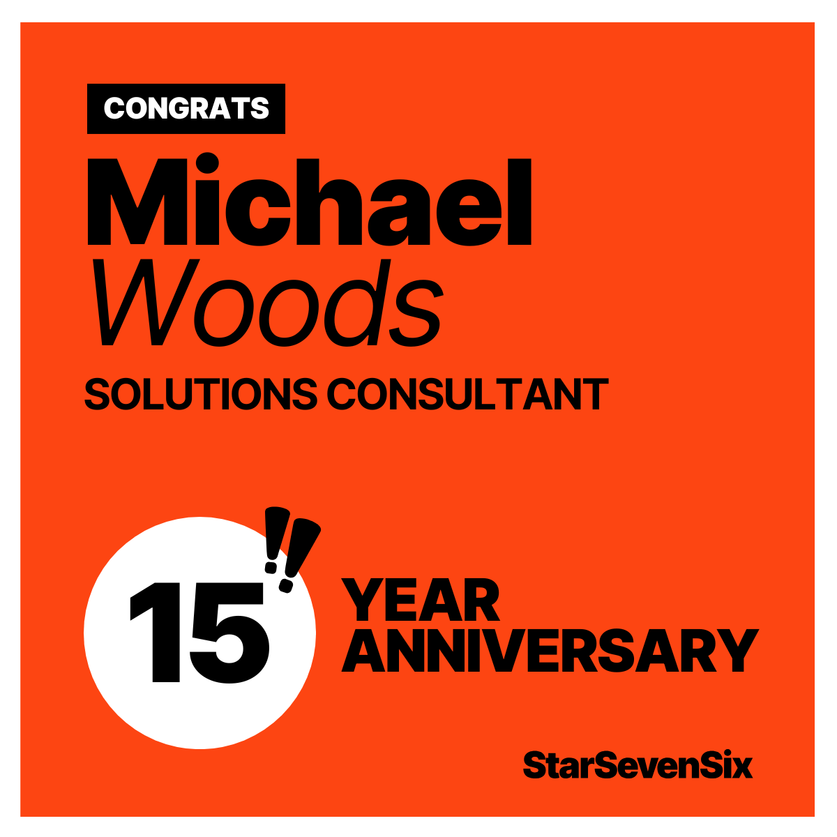Join us in congratulating StarSevenSix Senior Solutions Consultant, Mike Woods, on 15 years with us! 🌟 Thank you for your diligence and dedication, Mike!   🙌

#FindYourPassion #WorkplaceCommunity #WorkAnniversary #WeAreStarSevenSix #StarTalent
