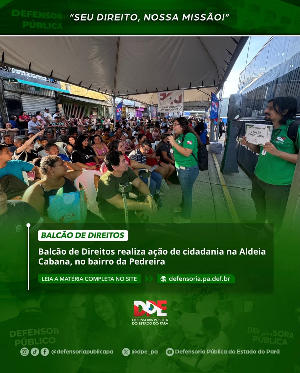 Balcão de Direitos realiza ação de cidadania na Aldeia Cabana, no bairro da Pedreira

Leia a matéria completa no site. Link na bio! ⤴️