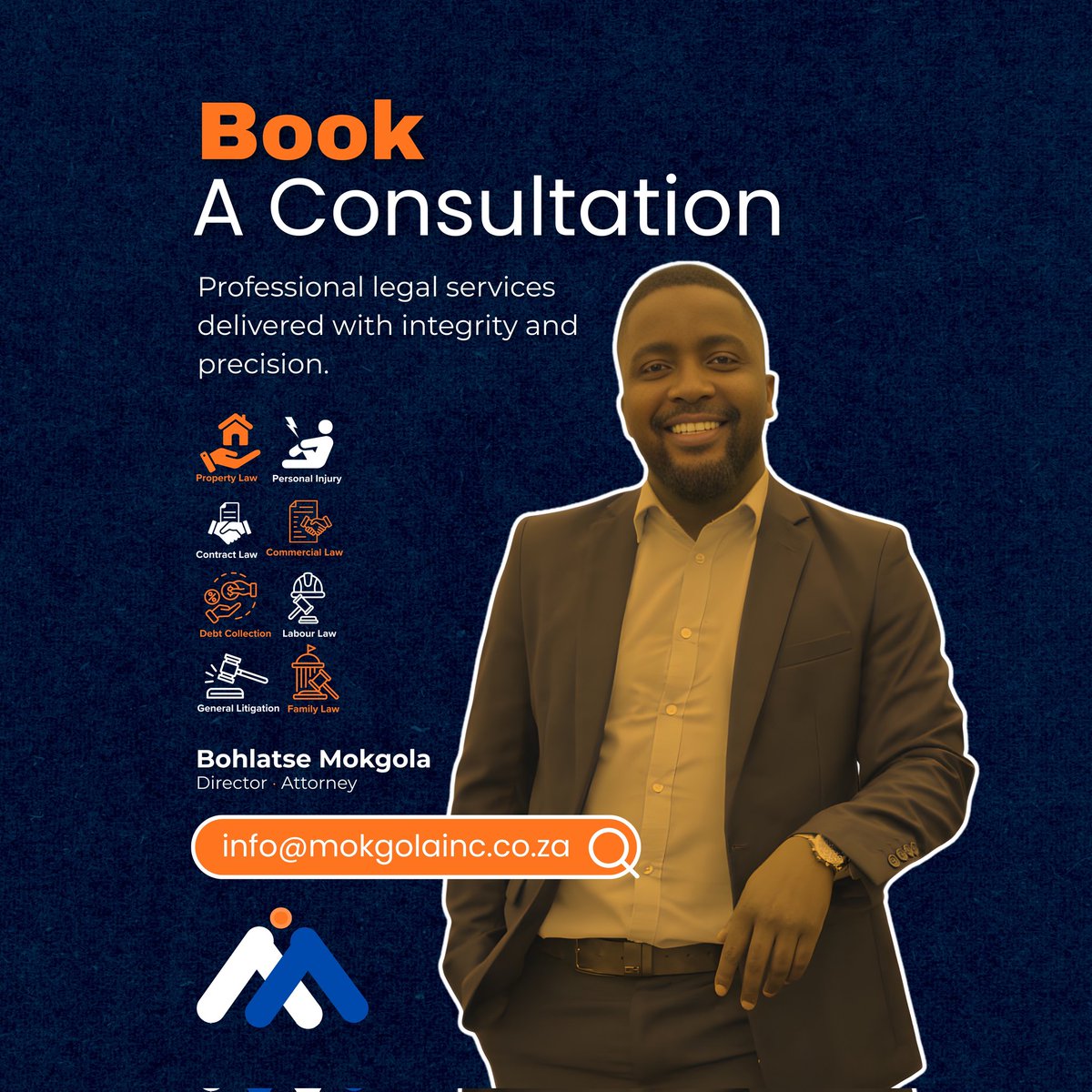 Professional legal services delivered with integrity and precision.

CONTACT US:
Mokgola Inc Attorneys
Info@mokgolainc.co.za
+27 (0) 60 318 0952
mokgolainc.co.za