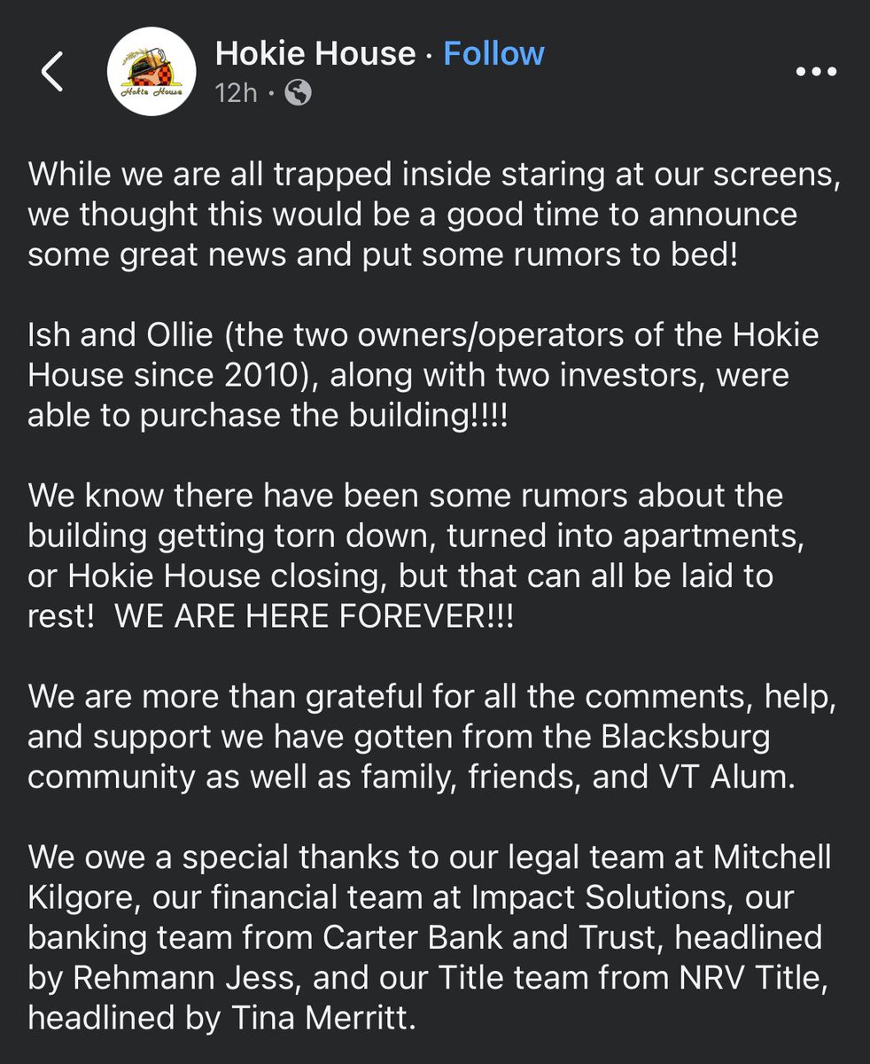 OldRowVTHokies's tweet photo. HUGE NEWS https://t.co/NzfGHNmEk9