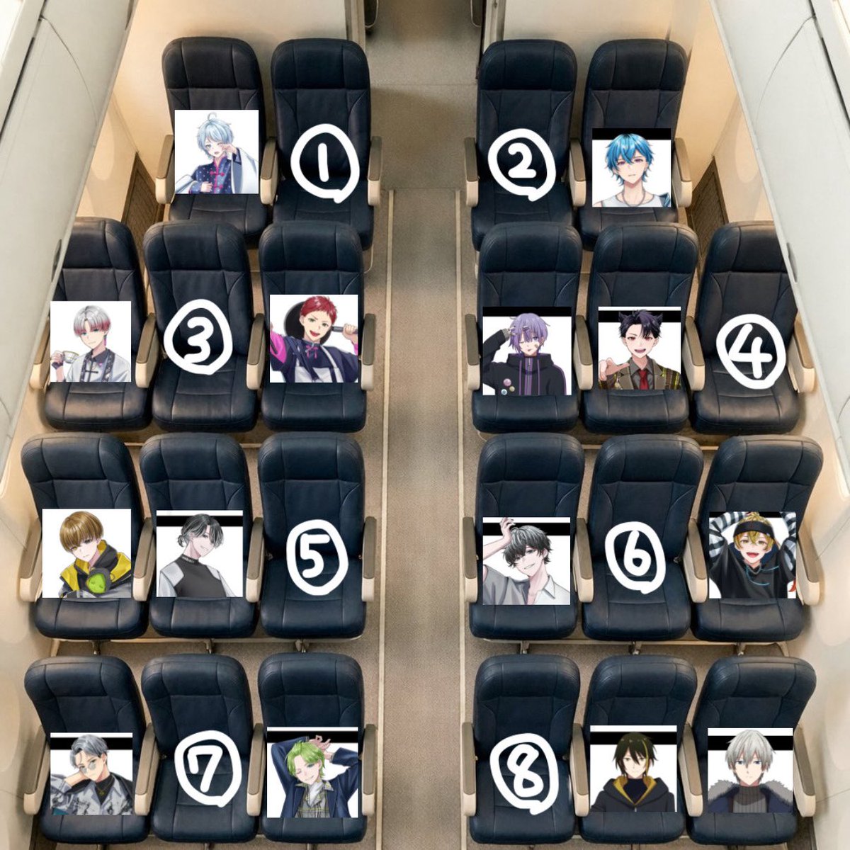 超雑ですが流行ってるフライトネタ…！！

10時間のフライトです、どこに座りますか？？