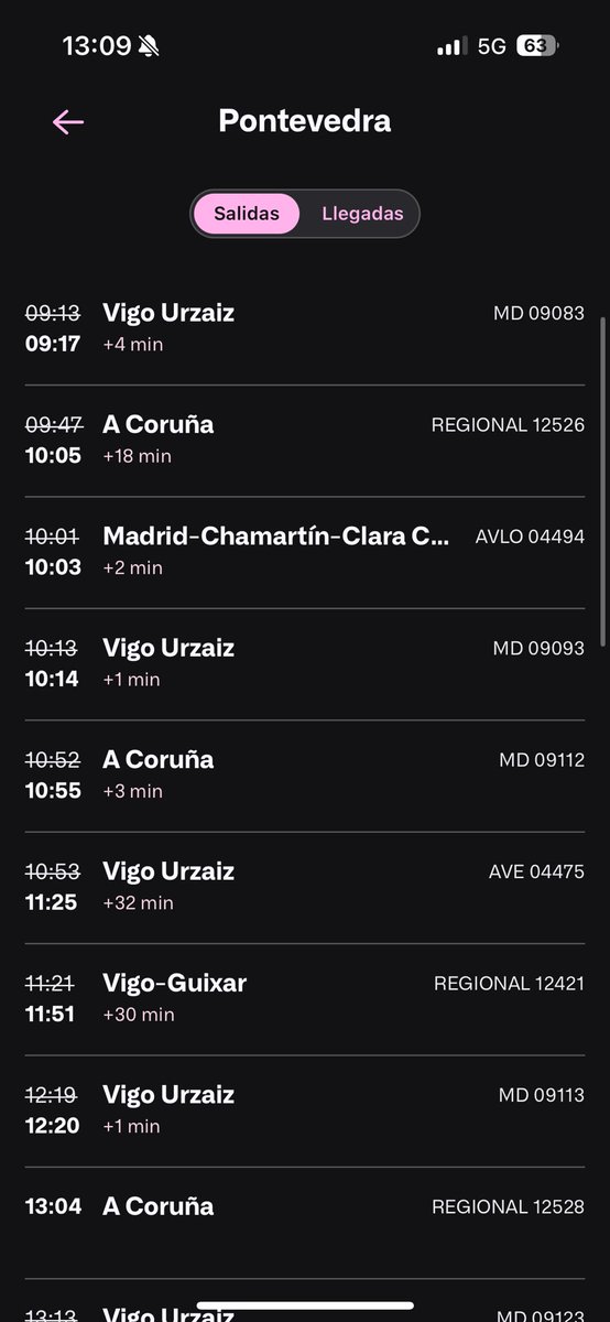anafargibay's tweet photo. La mejor época del tren de su historia eh @Renfe , ahora mismo el tren Pontevedra- A Coruña de las 13:04 previsto también para las 13:22, si es que sale a esa hora. Para qué ponéis horarios? Da pánico subirse ya a vuestros trenes. https://t.co/H212Wf5YWX