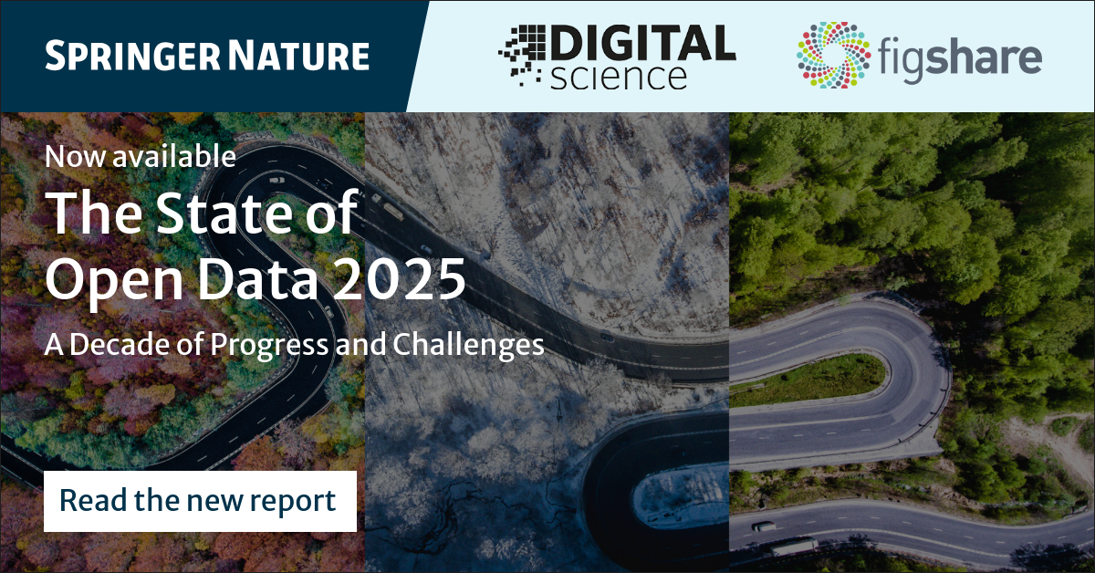 SpringerNature's tweet image. The 10th anniversary edition of the State of Open Data report shows that open data has become strongly embedded into research practice with FAIR awareness now widely recognised and AI is reshaping workflows: spklr.io/601084Lsy

#OpenData #OpenScience
@digitalsci @figshare