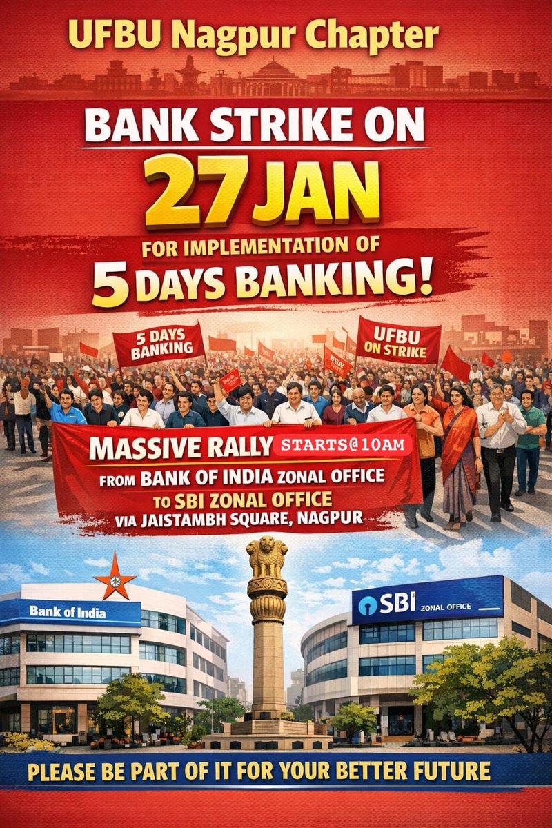 IMKharkate's tweet photo. A 5-day banking week in India will enhance work-life balance for employees and improve overall service quality! 

#5DaysWeekForBankers 

@DFS_India
@nsitharaman @nsitharamanoffc @ChairmanIba
@ChiefIba
@SHIVABHAMARE 

#NCBE #UFBU https://t.co/sodTW0WWki
