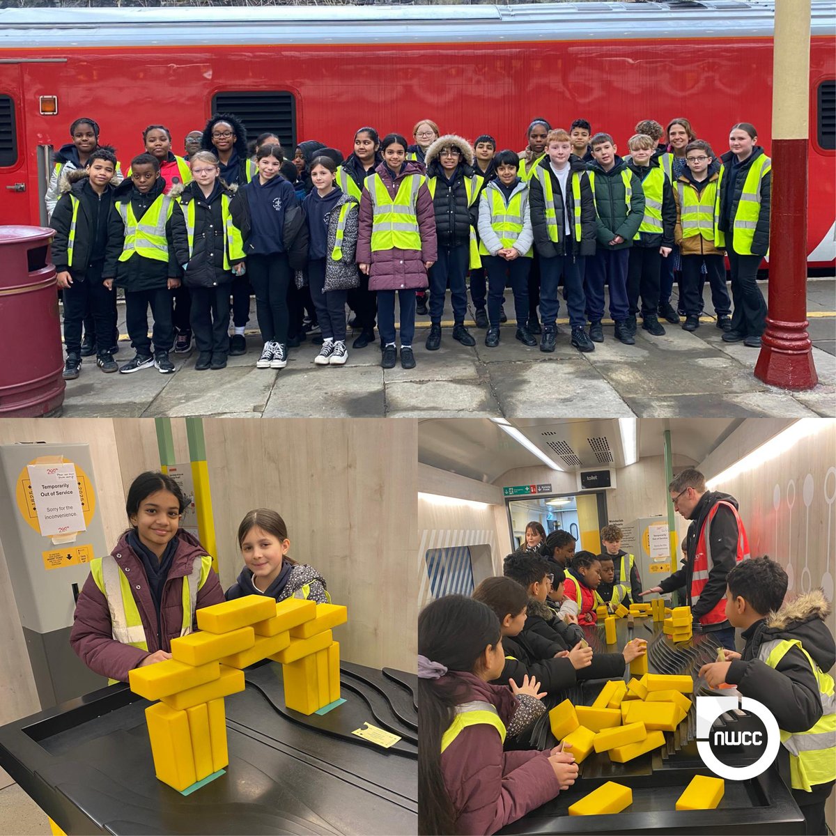 CominoNWCC's tweet image. Pupils from @StPeterPaulPri, Holy Family (Rochdale), @stmonicas and @Abraham_Moss Primary welcomed the #InspirationTrain up north at East Lancs Railway, Bury. Perfect timing as it marks 200 years of rail - packed with science &amp;amp; careers activities!
#CominoNWCC #Rail200 #STEM