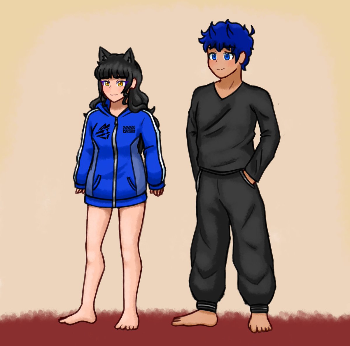 Comfy them 
(Don't worry Blake has shorts)