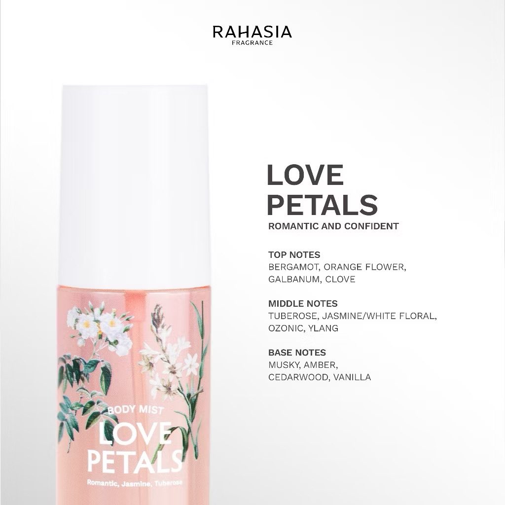 🩷 Rahasia - Love Petals Body Mist
— s.shopee.co.id/BNnm6u2N8

Wanginya hampir mirip kyak body mist sblmnya, tpi ini ada sentuhan green nya. Seger bunga yg lembut &amp; manis di akhir. Cocok bgtt buat daily use / ngedate, vibesnya romantis &amp; bkin nyaman 🥰 

Klo pake ini biasanya aku